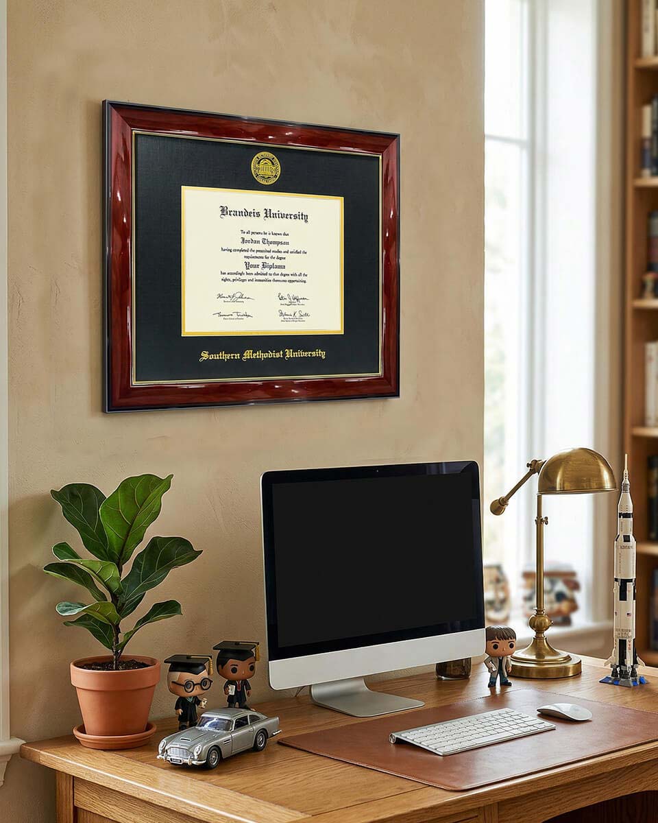 Deluxe Wooded Certificate Frame with Gold Foiled Logo - Various Universities Available