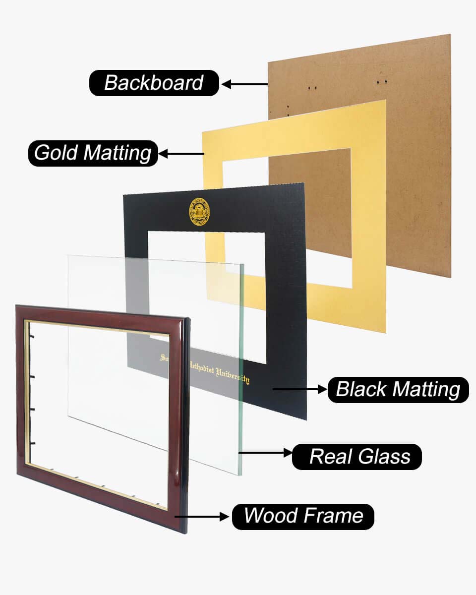 Deluxe Wooded Certificate Frame with Gold Foiled Logo - Various Universities Available