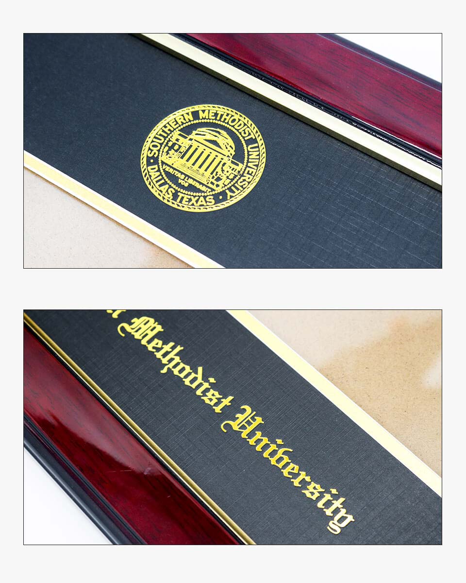Deluxe Wooded Certificate Frame with Gold Foiled Logo - Various Universities Available