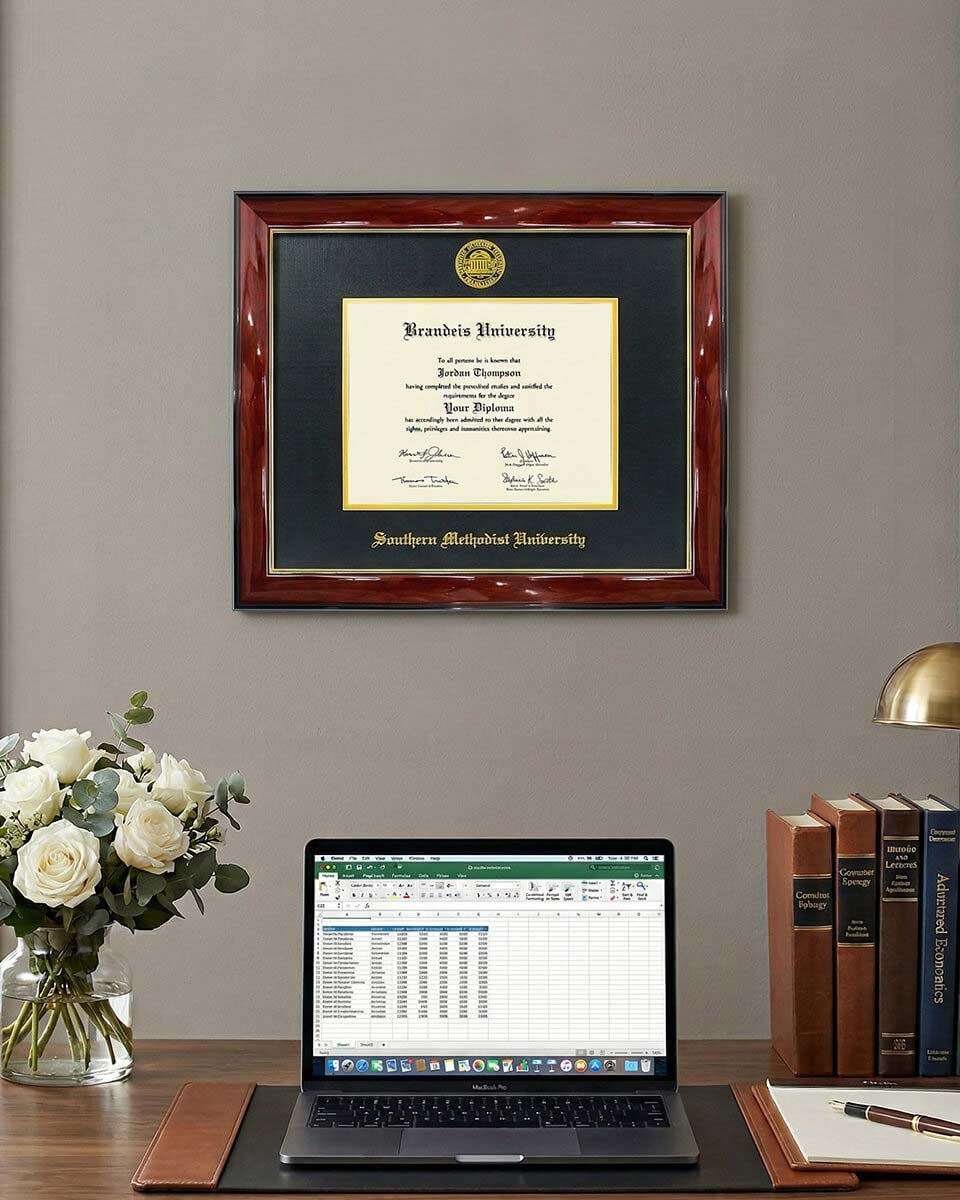 Deluxe Wooded Certificate Frame with Gold Foiled Logo - Various Universities Available