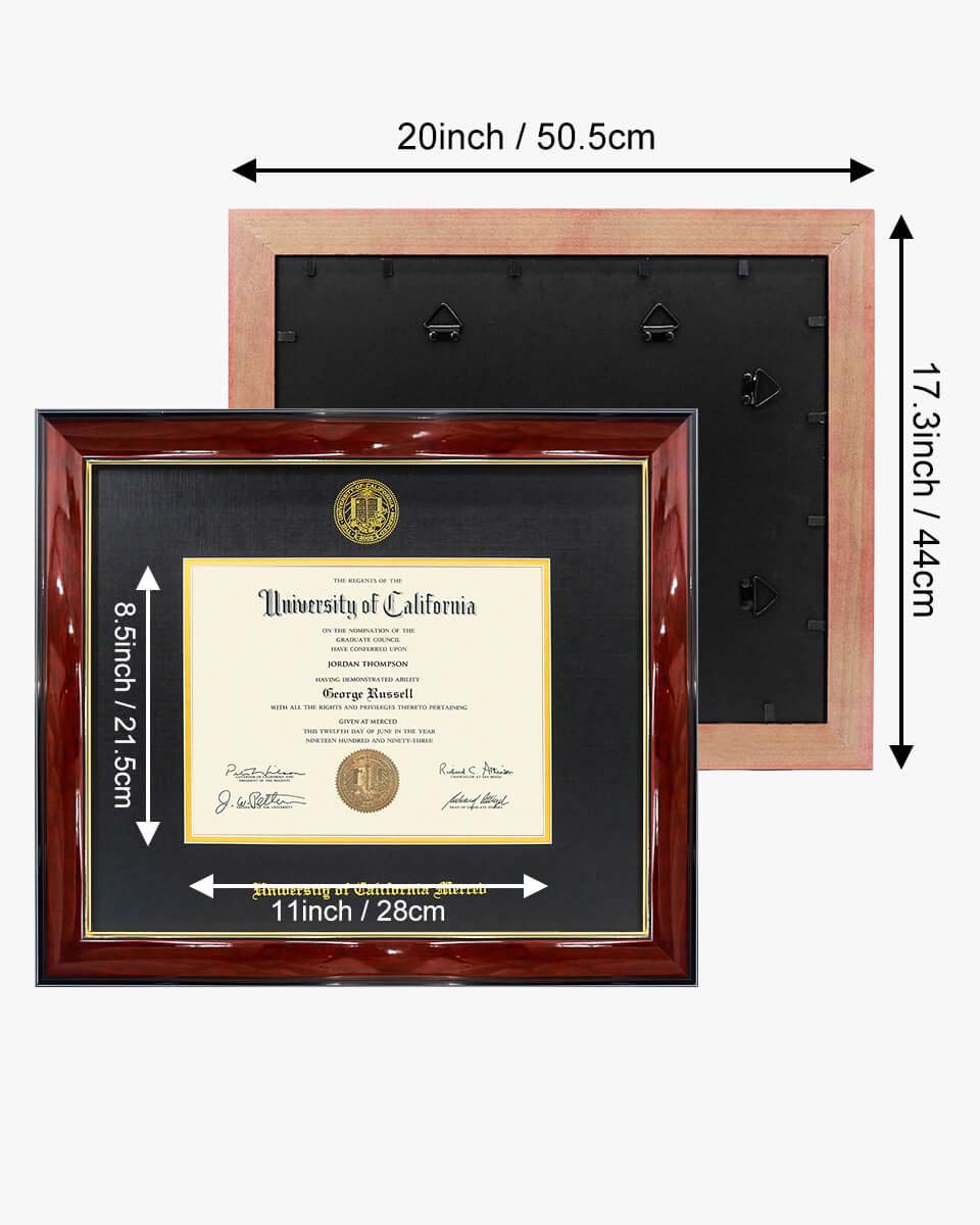 Deluxe Wooded Certificate Frame with Gold Foiled Logo - Various Universities Available
