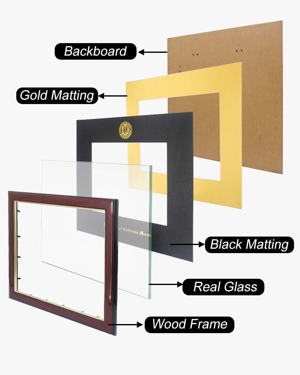 Deluxe Wooded Certificate Frame with Gold Foiled Logo - Various Universities Available