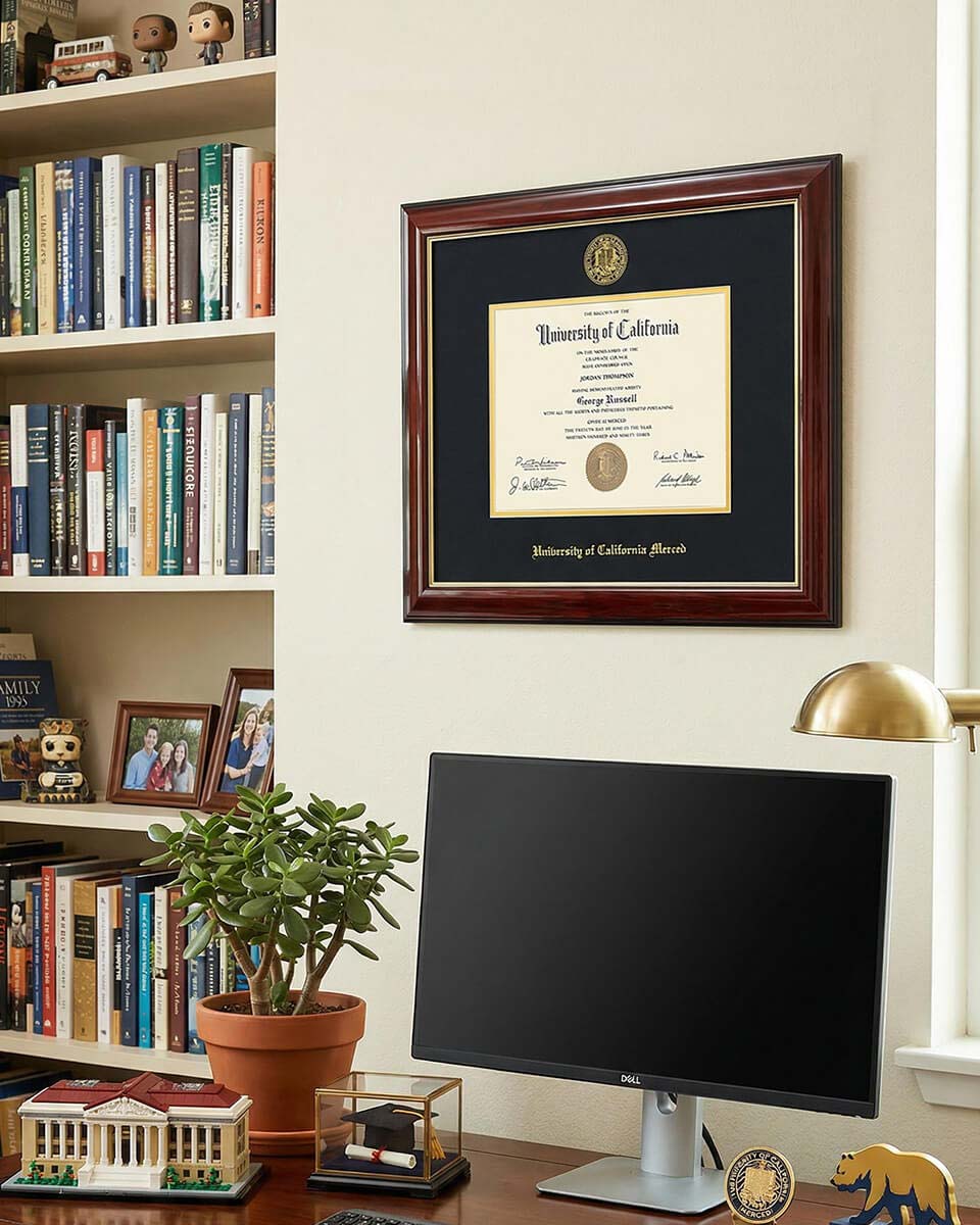 Deluxe Wooded Certificate Frame with Gold Foiled Logo - Various Universities Available