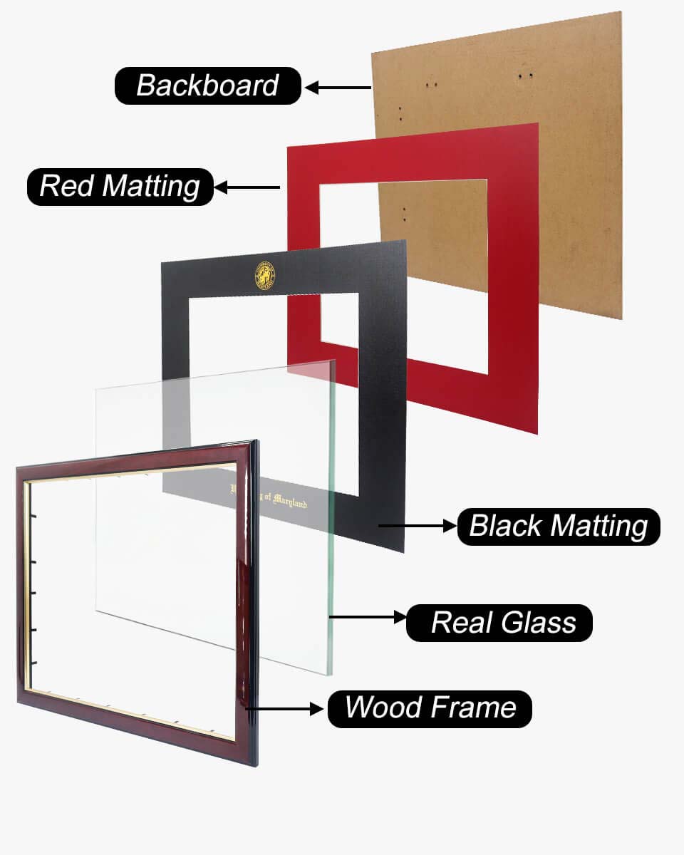 Deluxe Wooded Certificate Frame with Gold Foiled Logo - Various Universities Available