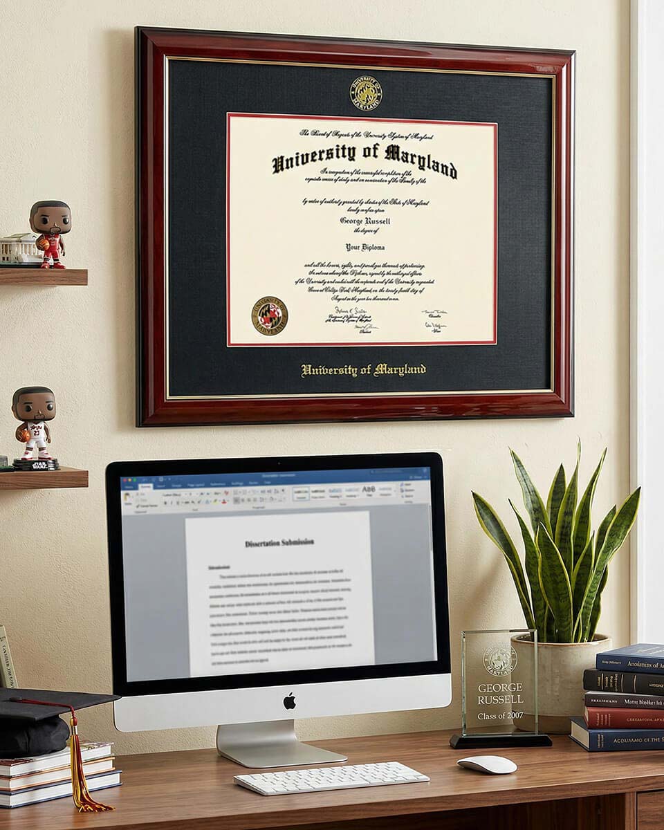 Deluxe Wooded Certificate Frame with Gold Foiled Logo - Various Universities Available