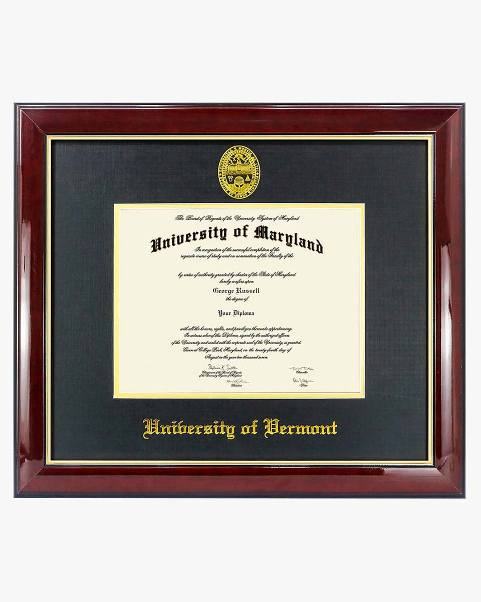 Deluxe Wooded Certificate Frame with Gold Foiled Logo - Various Universities Available