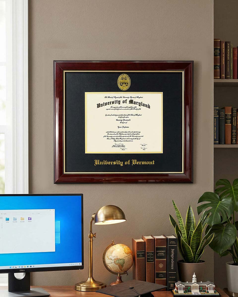 Deluxe Wooded Certificate Frame with Gold Foiled Logo - Various Universities Available