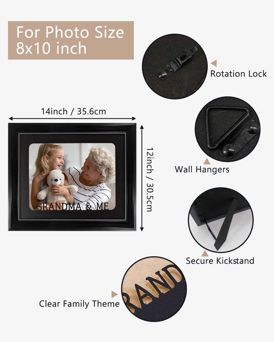 Black with Silver Beads Wall & Tabletop Design Picture Frame for 8x10 Photo - 2 Styles Available