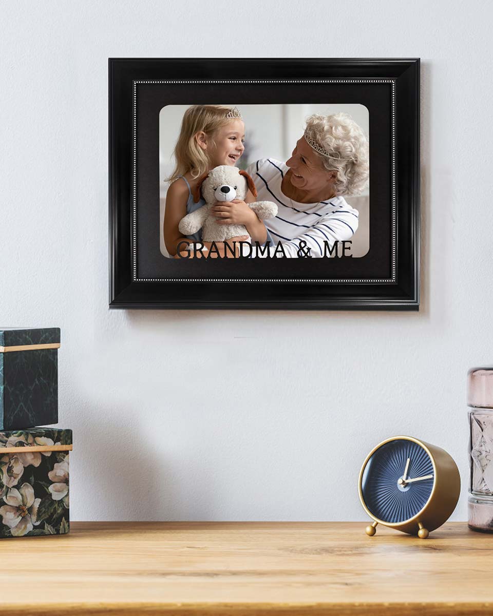 Black with Silver Beads Wall & Tabletop Design Picture Frame for 8x10 Photo - 2 Styles Available