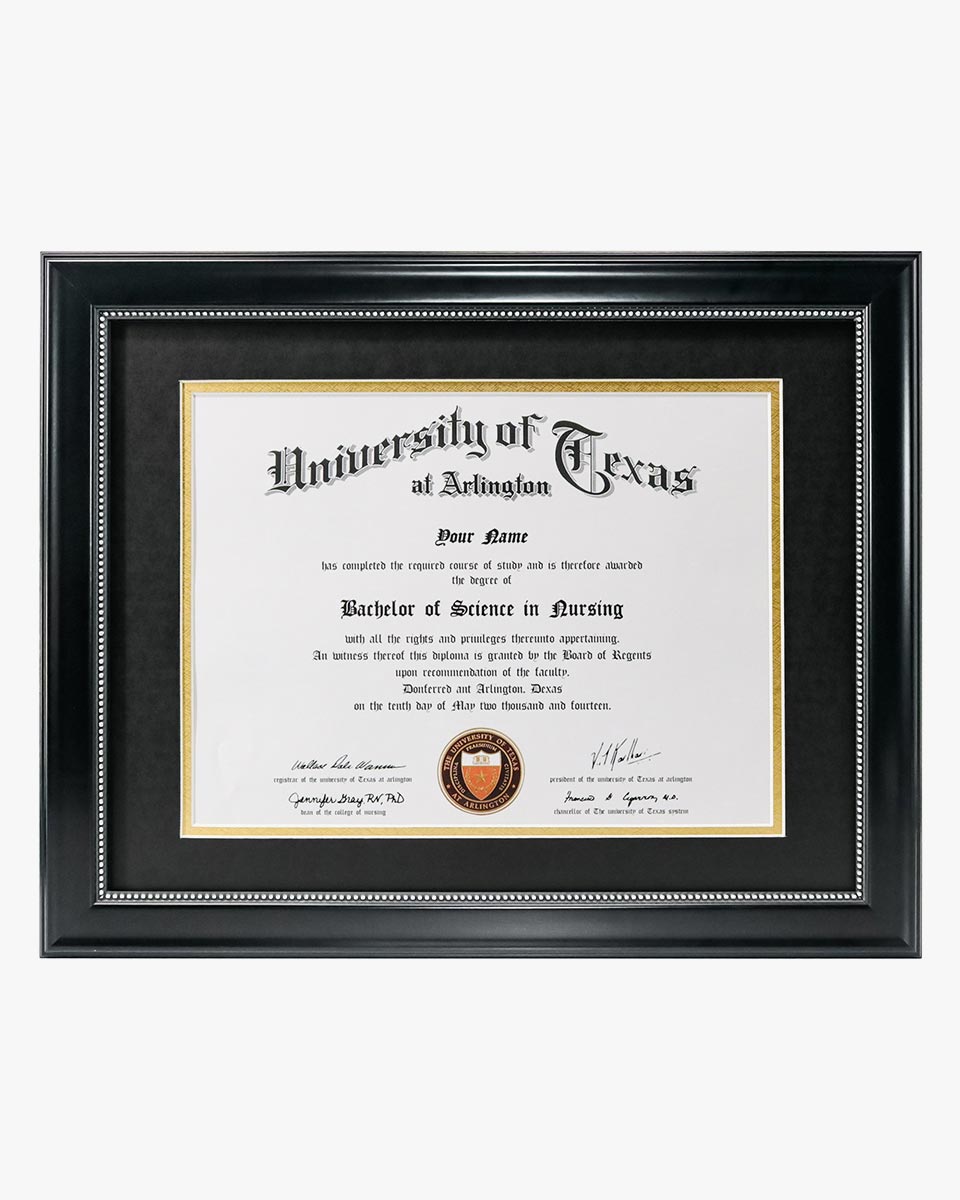 Certificate Document Recycled Polystyrene Frame with Black Gold Double Mat for 8.5"*11" - 2 Colors Available