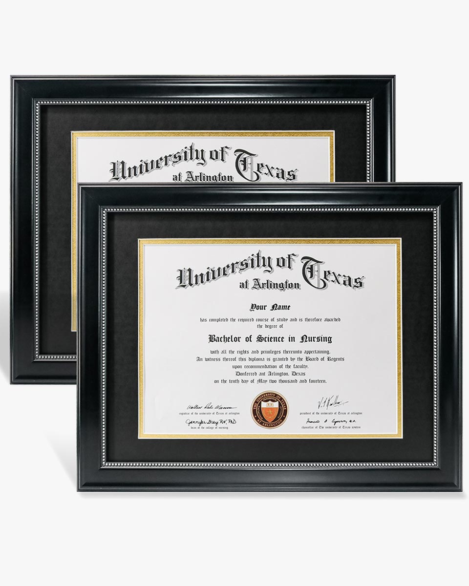 Certificate Document Recycled Polystyrene Frame with Black Gold Double Mat for 8.5"*11" Pack of 2 - 3 Colors Available