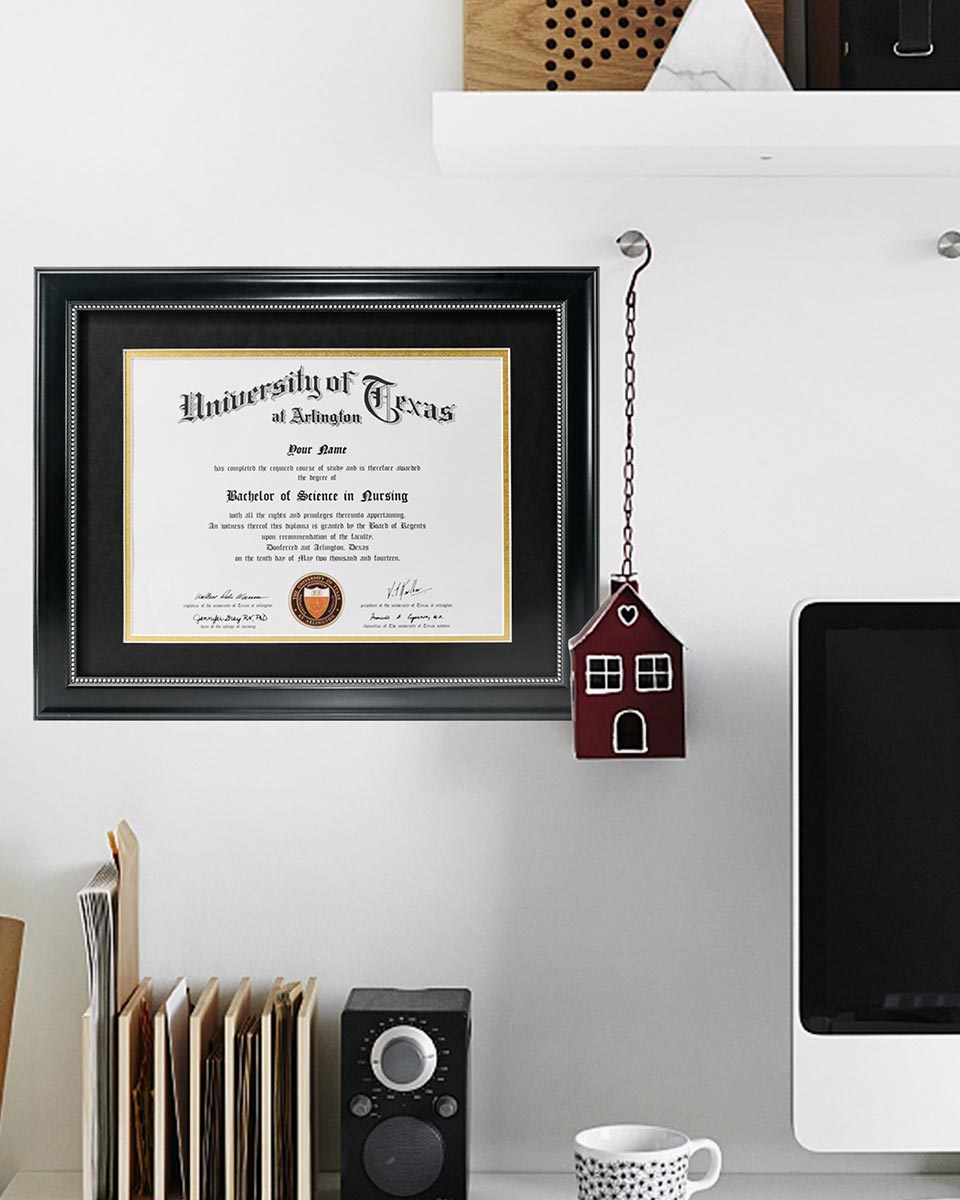 Certificate Document Recycled Polystyrene Frame with Black Gold Double Mat for 8.5"*11" - 2 Colors Available