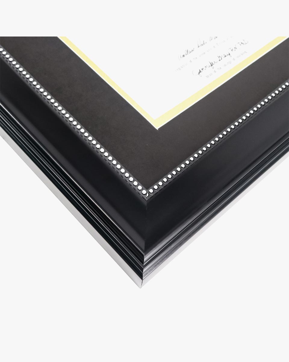 Certificate Document Recycled Polystyrene Frame with Black Gold Double Mat for 8.5"*11" - 2 Colors Available