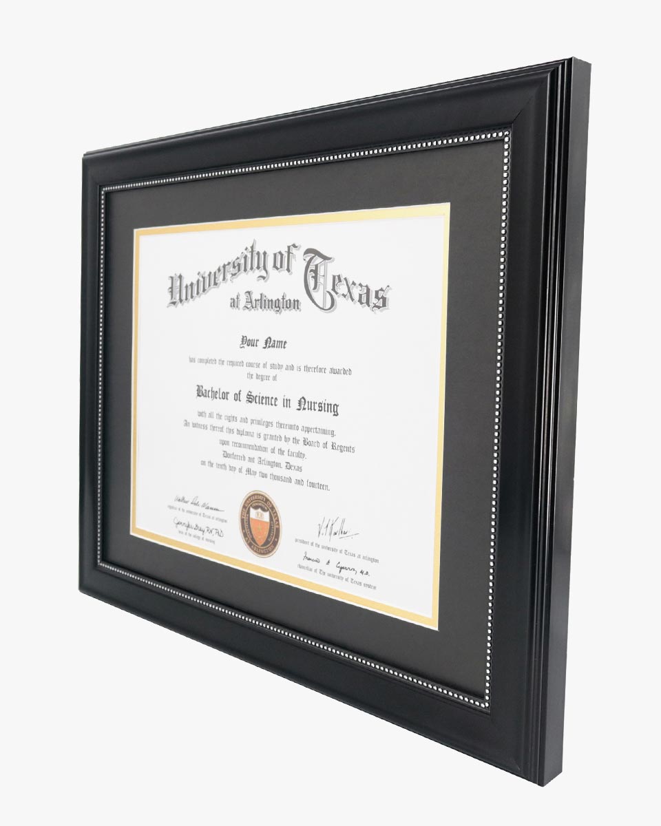 Certificate Document Recycled Polystyrene Frame with Black Gold Double Mat for 8.5"*11" - 2 Colors Available