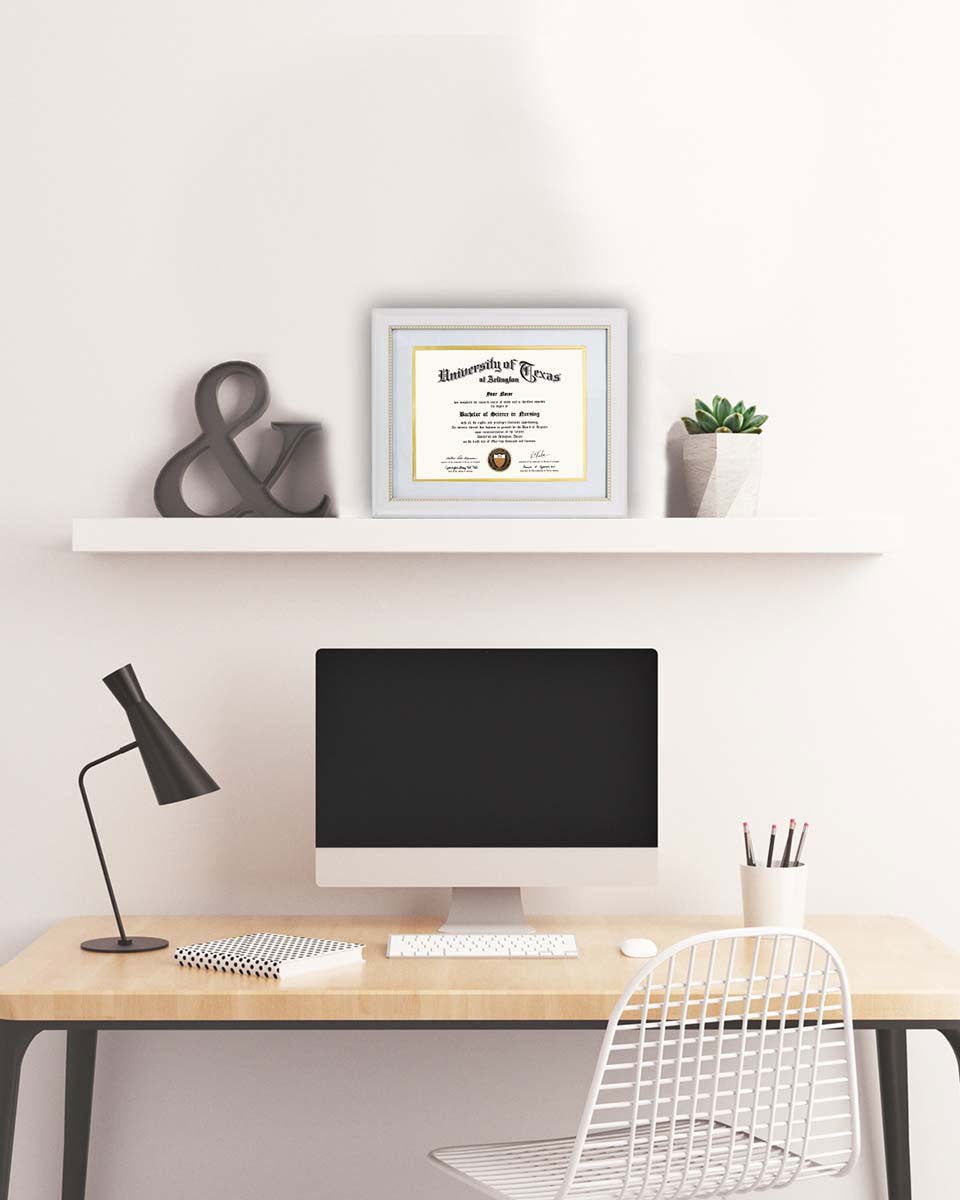 Certificate Document Recycled Polystyrene Frame with Black Gold Double Mat for 8.5"*11" Pack of 2 - 3 Colors Available