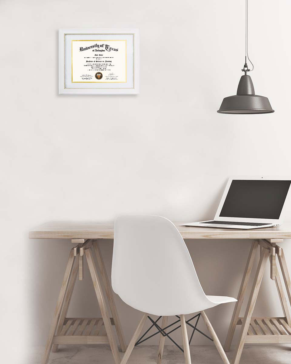 Certificate Document Recycled Polystyrene Frame with Black Gold Double Mat for 8.5"*11" Pack of 2 - 3 Colors Available