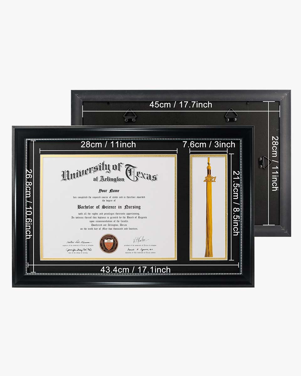 Certificate Document Recycled Polystyrene Frame with Tassel Holder for 8.5"x11'' - 4 Colors Available