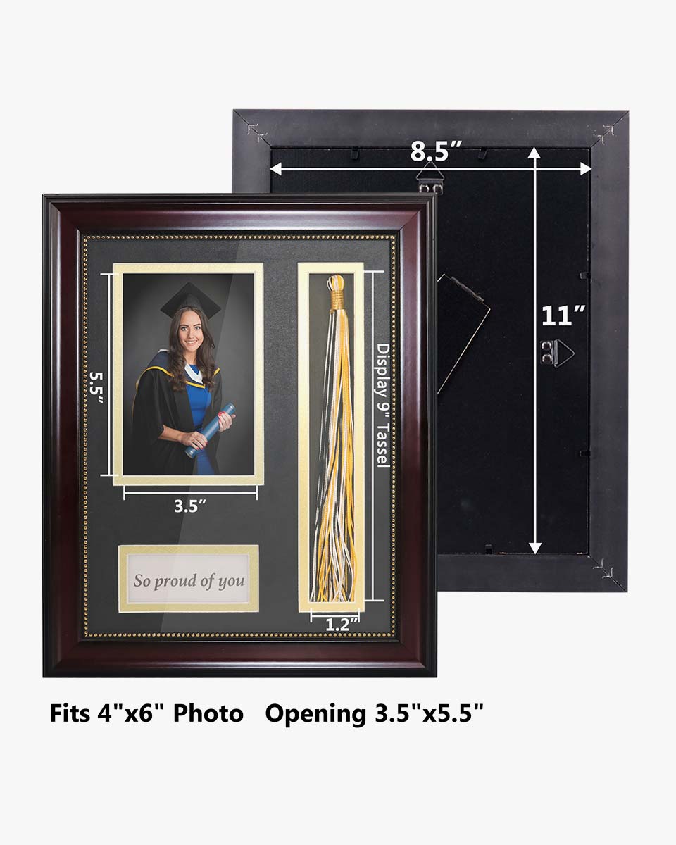 Graduation Shadow Box Frame for Photo with Tassel Insert - 3 Sizes Available
