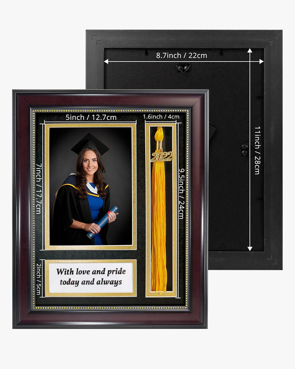 Graduation Shadow Box Frame for Photo with Tassel Insert - 3 Sizes Available