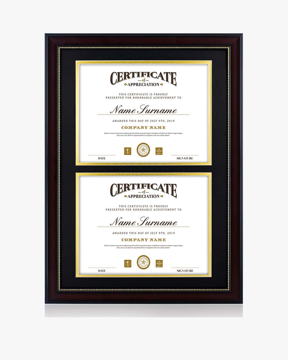 Double Certificate Document Recycled Polystyrene Frame for 8.5"*11" - 4 Colors Available