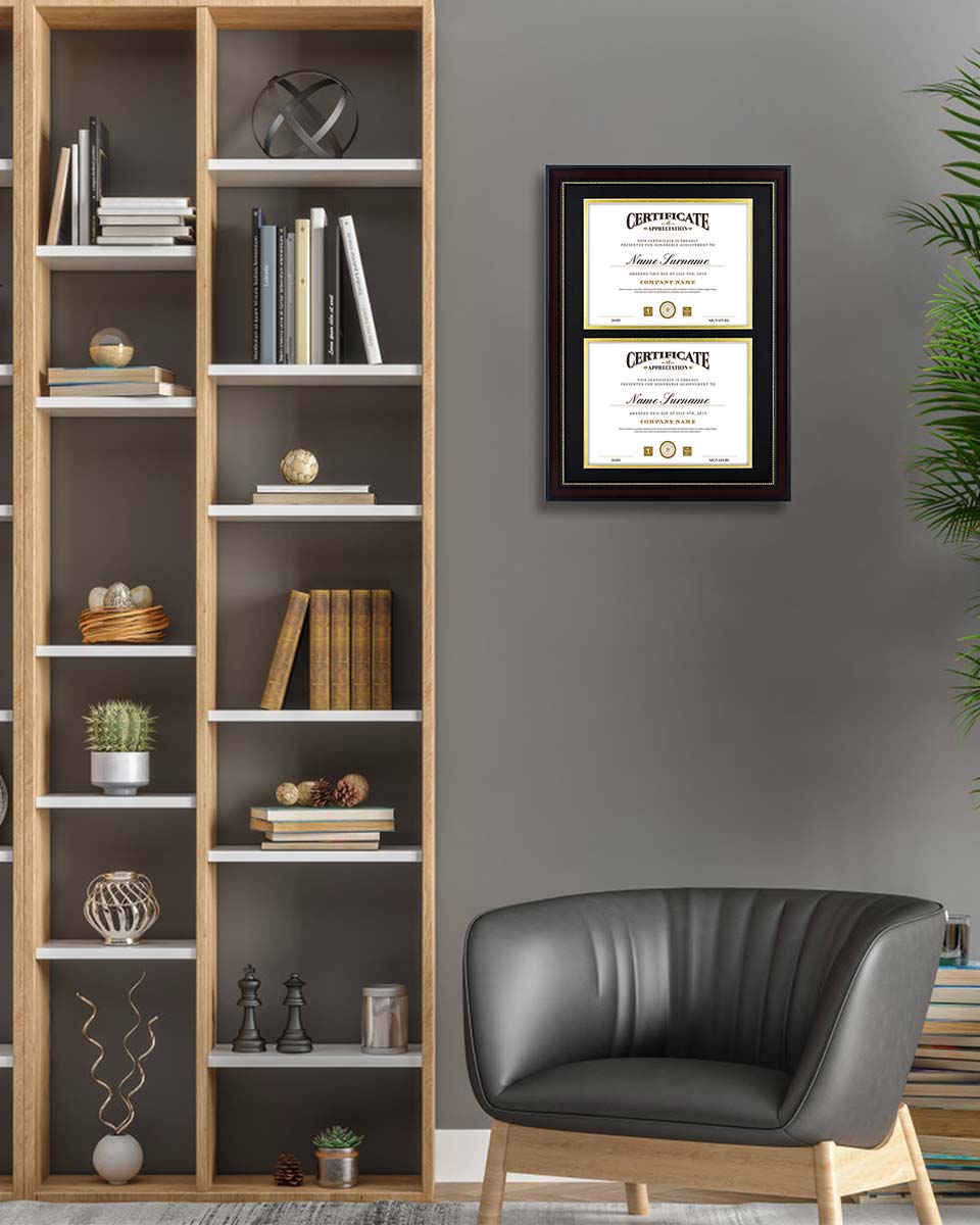 Double Certificate Document Recycled Polystyrene Frame for 8.5"*11" - 4 Colors Available