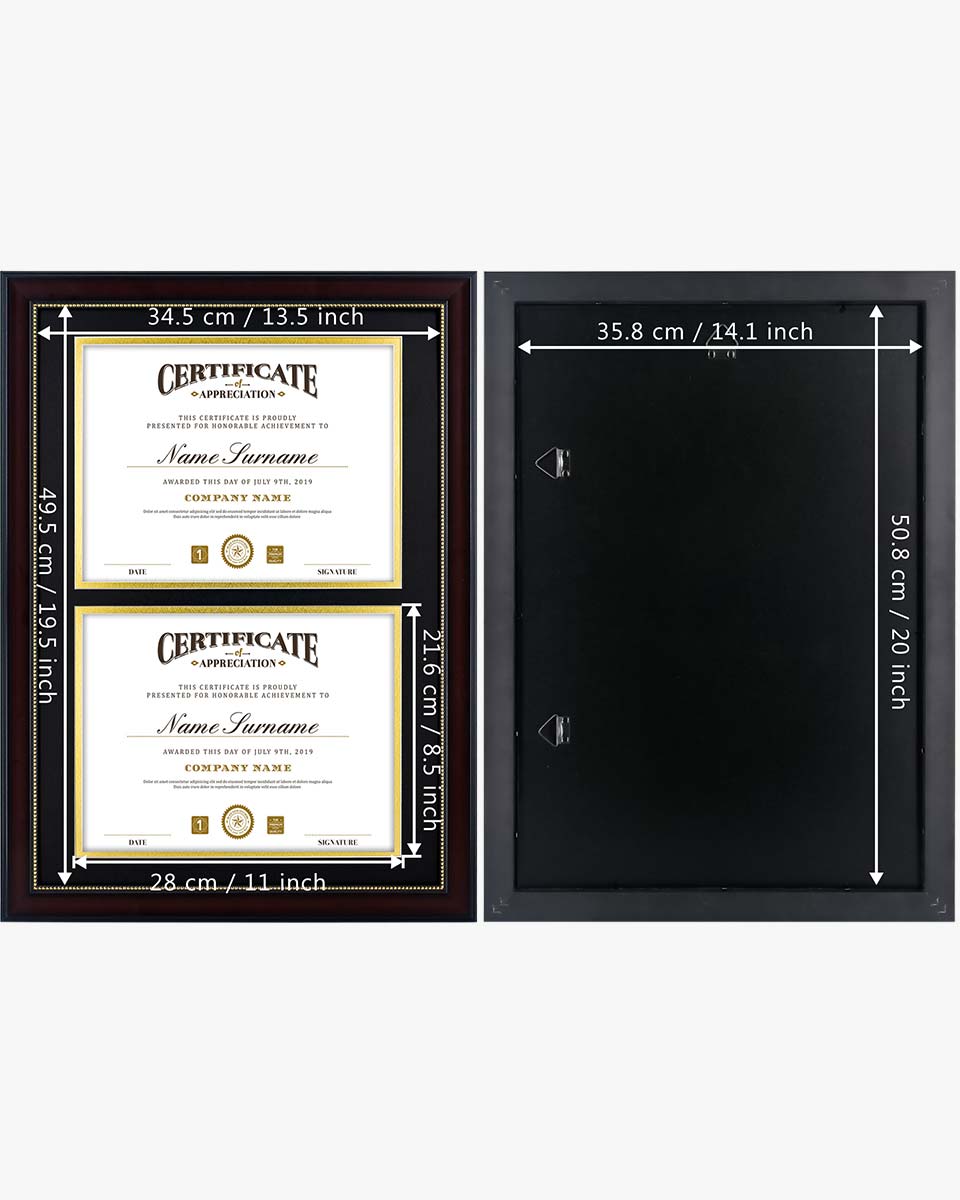 Double Certificate Document Recycled Polystyrene Frame for 8.5"*11" - 4 Colors Available