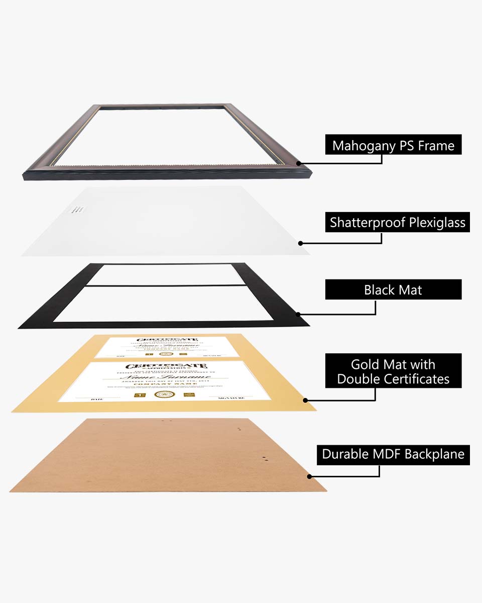 Double Certificate Document Recycled Polystyrene Frame for 8.5"*11" - 4 Colors Available