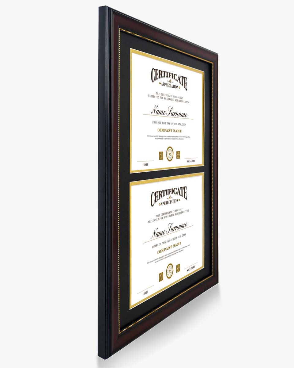 Double Certificate Document Recycled Polystyrene Frame for 8.5"*11" - 4 Colors Available