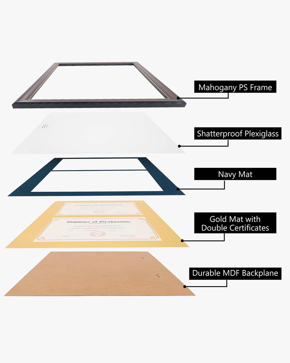 Double Certificate Document Recycled Polystyrene Frame for 8.5"*11" - 4 Colors Available