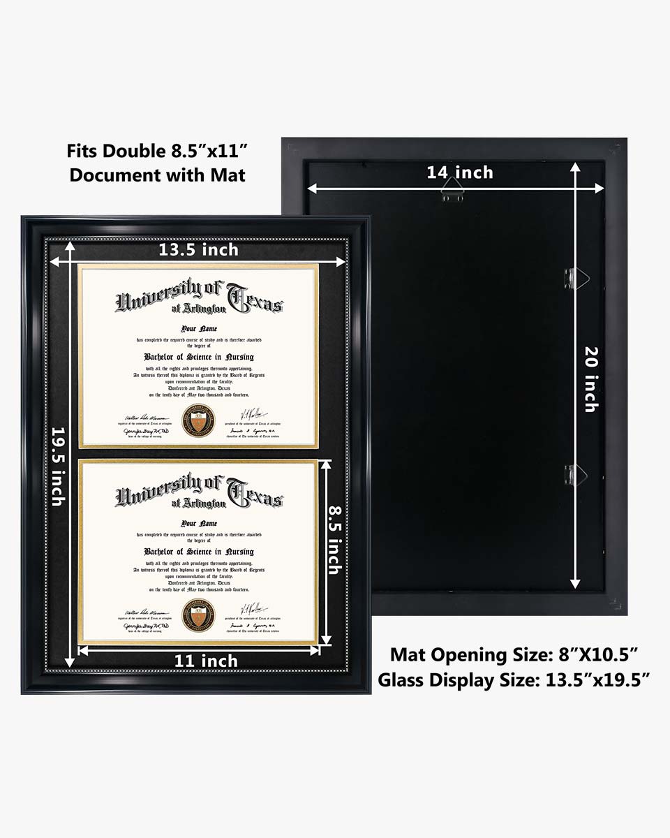 Double Certificate Document Recycled Polystyrene Frame for 8.5"*11" - 4 Colors Available