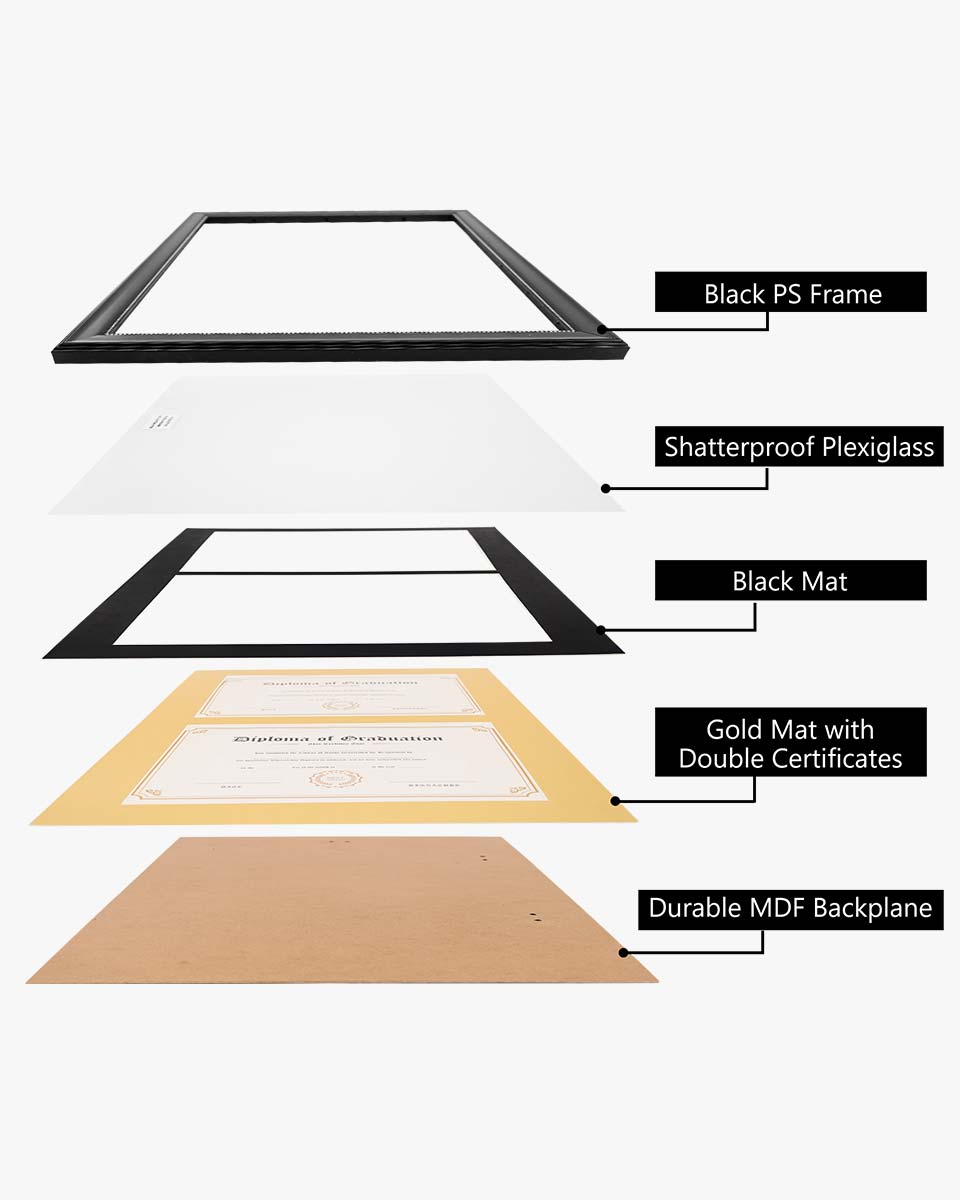 Double Certificate Document Recycled Polystyrene Frame for 8.5"*11" - 4 Colors Available