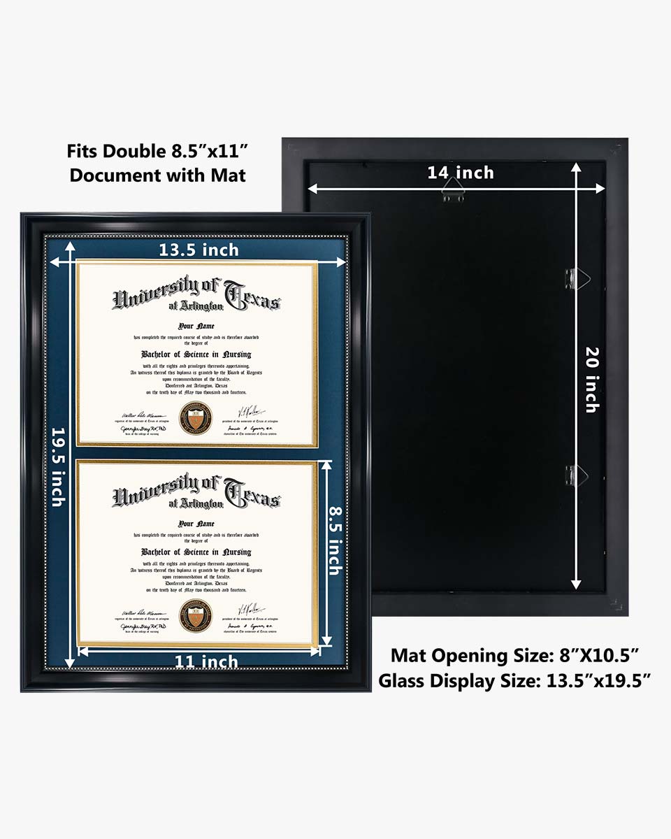 Double Certificate Document Recycled Polystyrene Frame for 8.5"*11" - 4 Colors Available