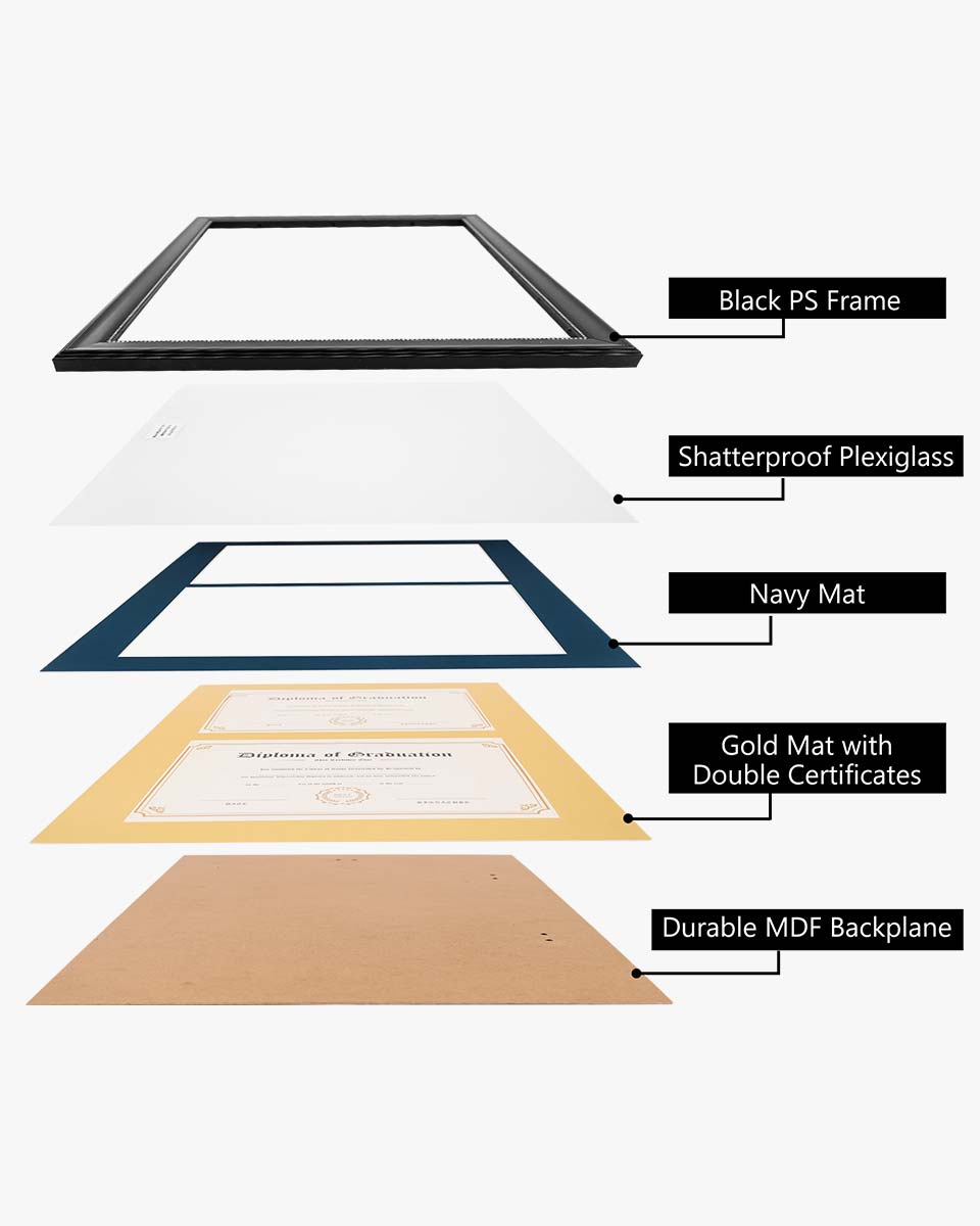 Double Certificate Document Recycled Polystyrene Frame for 8.5"*11" - 4 Colors Available