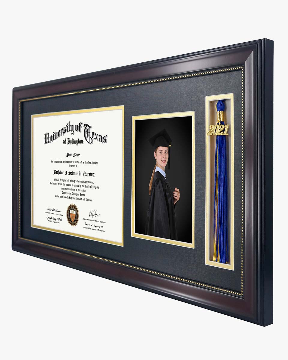 Certificate Document Recycled Polystyrene Frame with Tassel Holder for 8.5"x11'' - 4 Colors Available