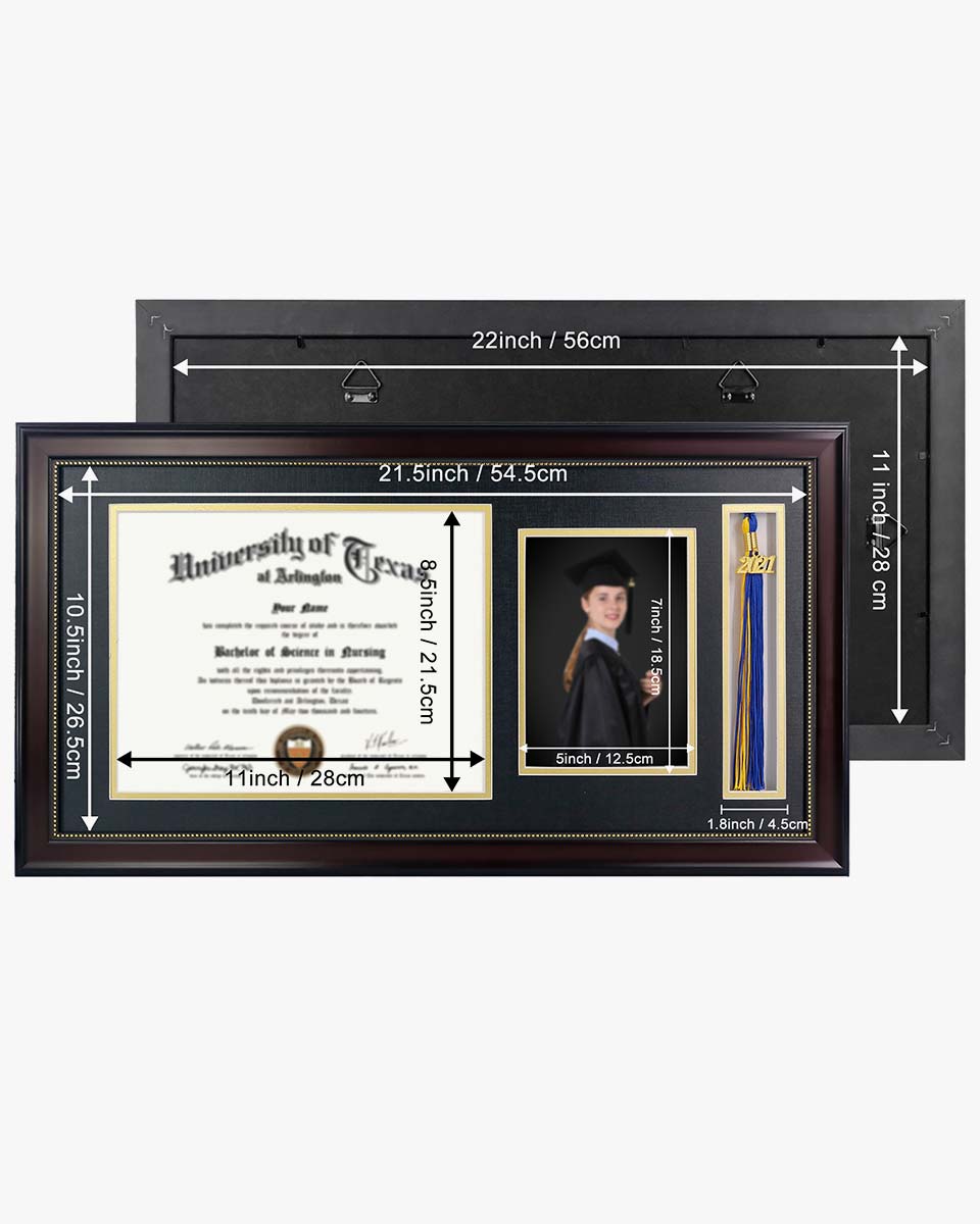 Certificate Document Recycled Polystyrene Frame with Tassel Holder for 8.5"x11'' - 4 Colors Available