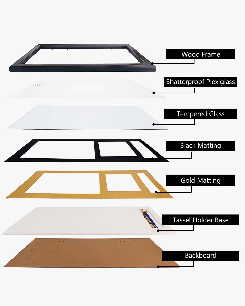 Certificate Document Recycled Polystyrene Frame with Tassel Holder for 8.5"x11'' - 4 Colors Available