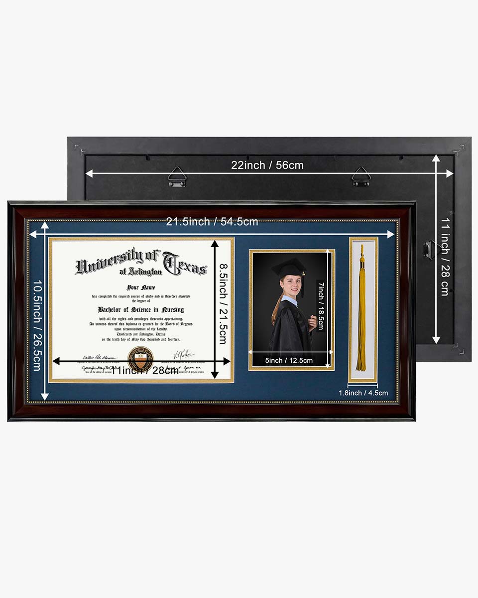 Certificate Document Recycled Polystyrene Frame with Tassel Holder for 8.5"x11'' - 4 Colors Available