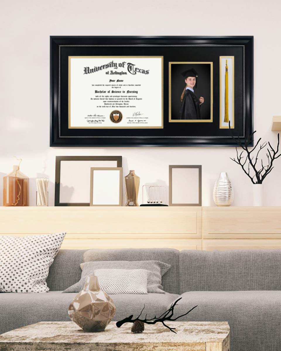 Certificate Document Recycled Polystyrene Frame with Tassel Holder for 8.5"x11'' - 4 Colors Available