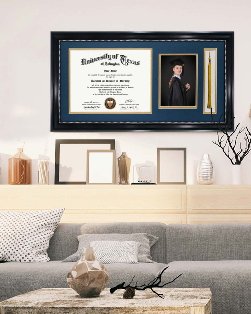 Certificate Document Recycled Polystyrene Frame with Tassel Holder for 8.5"x11'' - 4 Colors Available