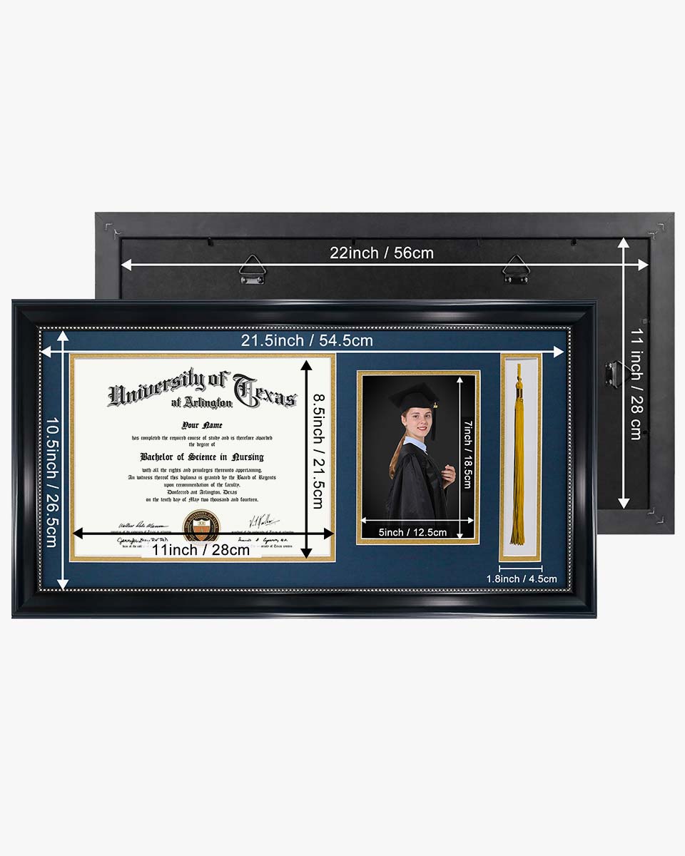 Certificate Document Recycled Polystyrene Frame with Tassel Holder for 8.5"x11'' - 4 Colors Available