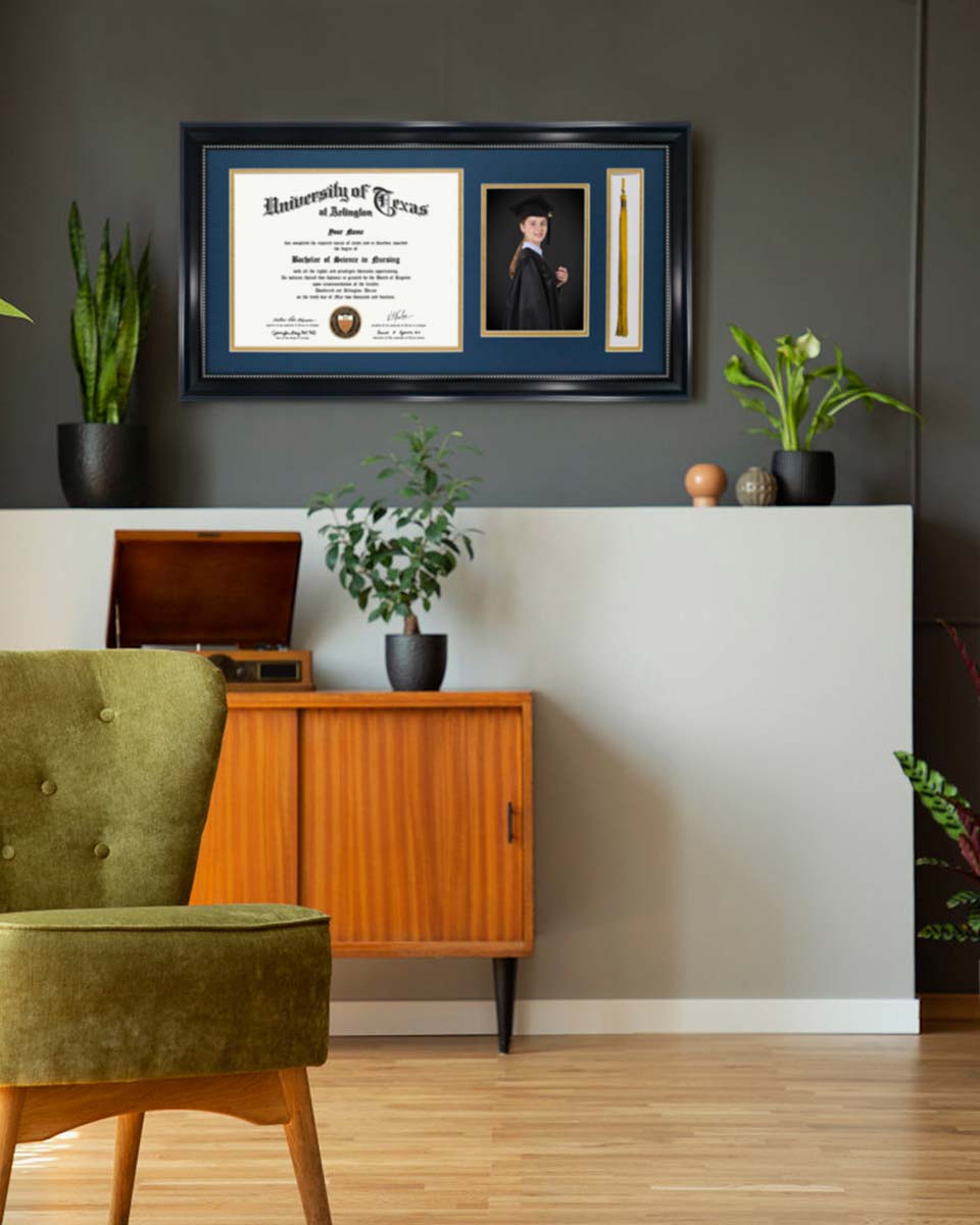 Certificate Document Recycled Polystyrene Frame with Tassel Holder for 8.5"x11'' - 4 Colors Available