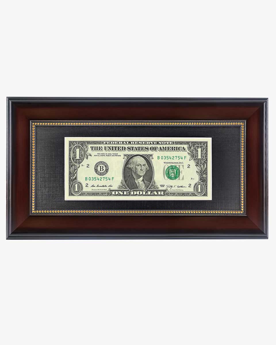 Dollar Bill Frame with Black Mat or Display 4x9 Picture without Mat - 2 Colors Available
