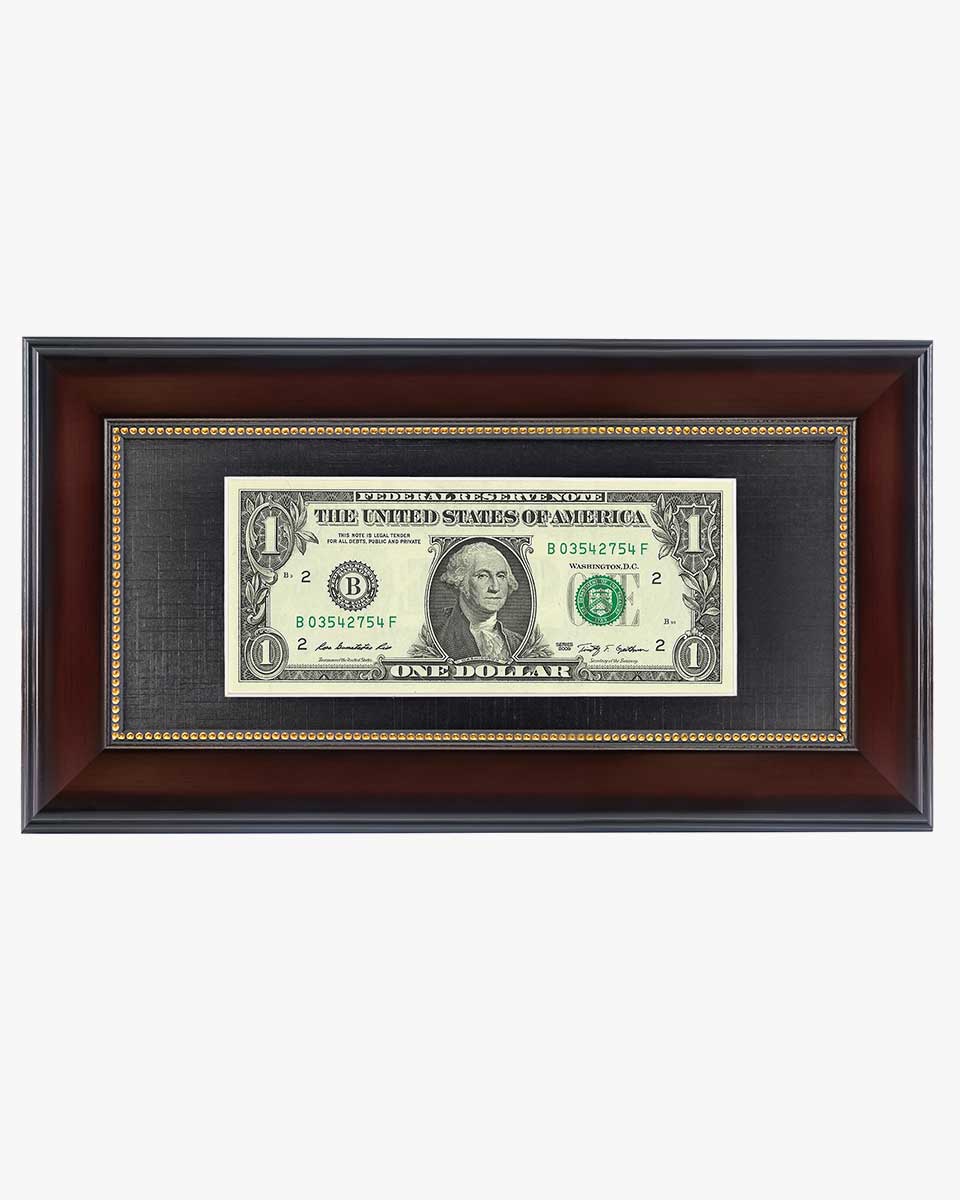 Dollar Bill Frame with Black Mat or Display 4x9 Picture without Mat - 2 Colors Available