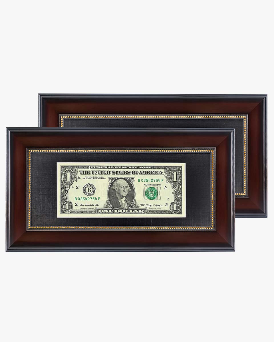 Dollar Bill Frame with Black Mat or Display 4x9 Picture without Mat Pack of 2 - 2 Colors Available