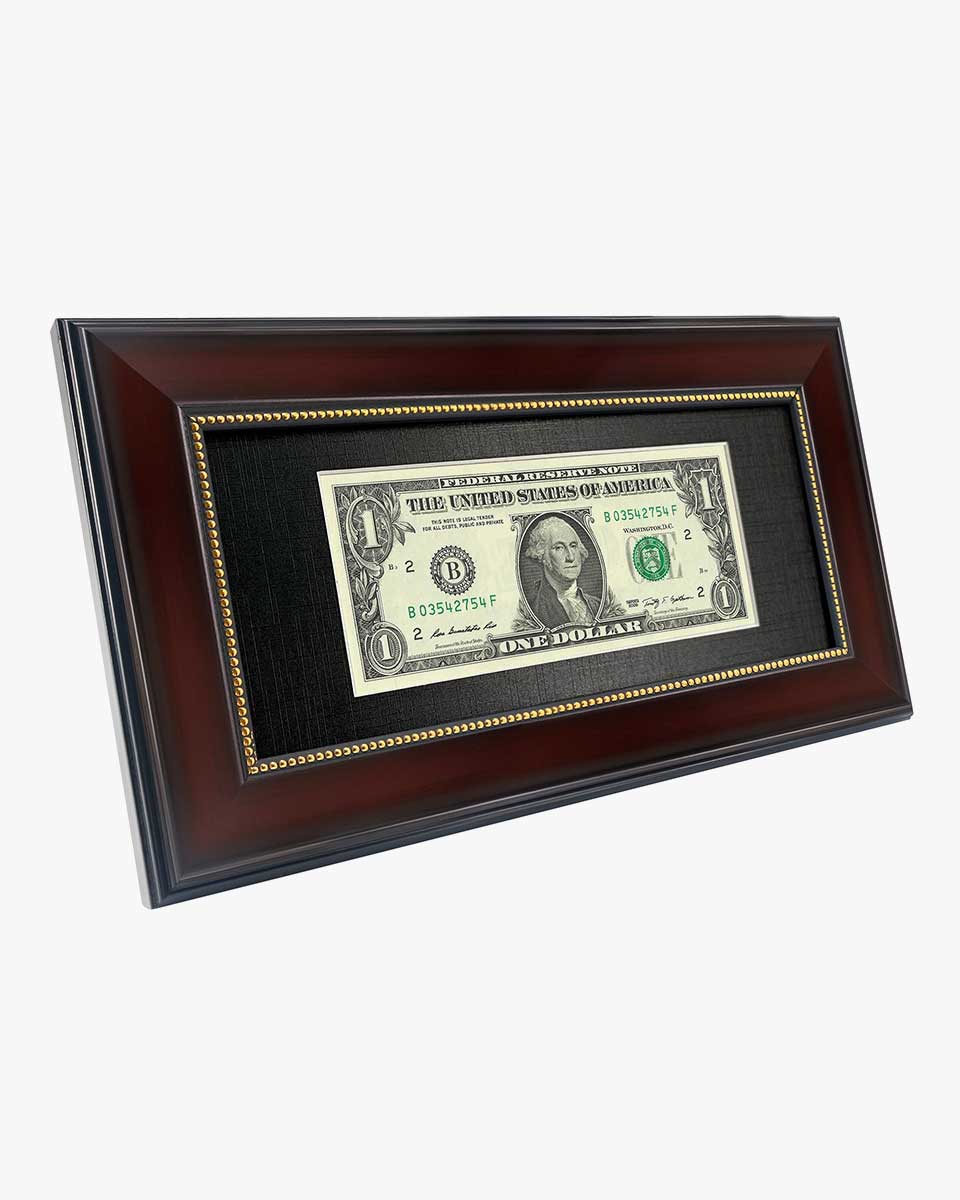 Dollar Bill Frame with Black Mat or Display 4x9 Picture without Mat Pack of 2 - 2 Colors Available