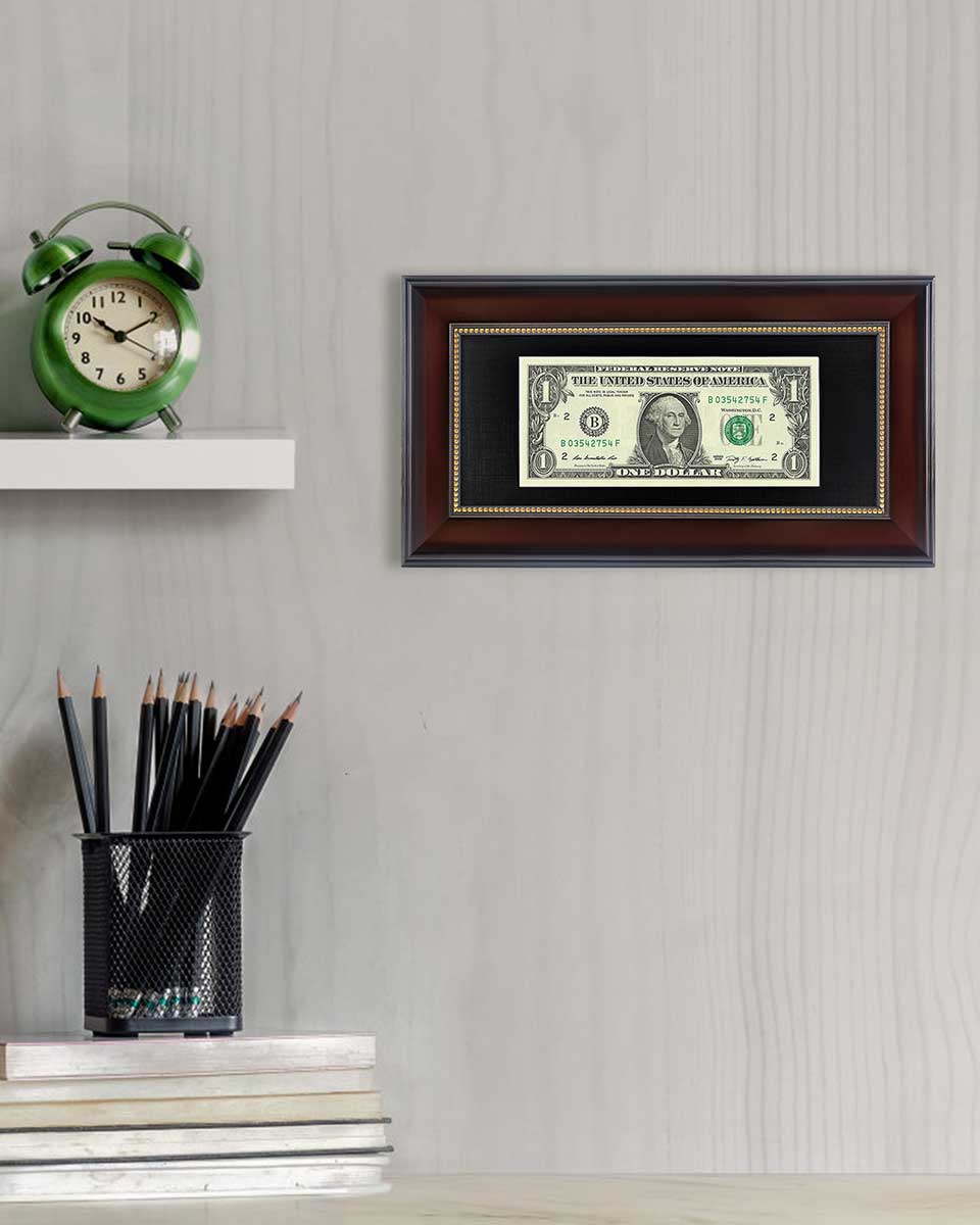 Dollar Bill Frame with Black Mat or Display 4x9 Picture without Mat - 2 Colors Available