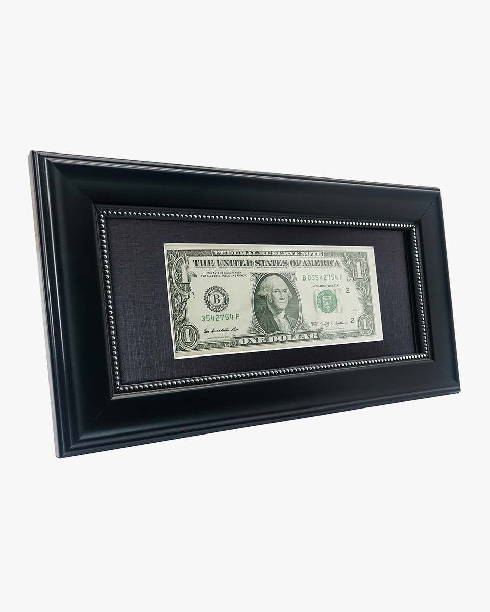 Dollar Bill Frame with Black Mat or Display 4x9 Picture without Mat - 2 Colors Available