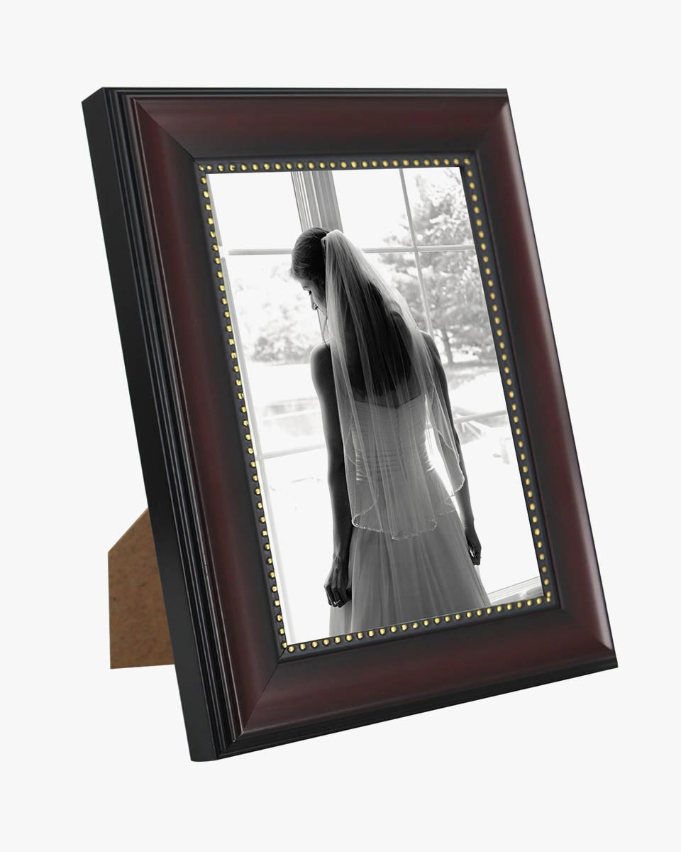 Mahogany Picture Frame,Photo Display with Gold Beading,pack of 2 - 3 Sizes Available