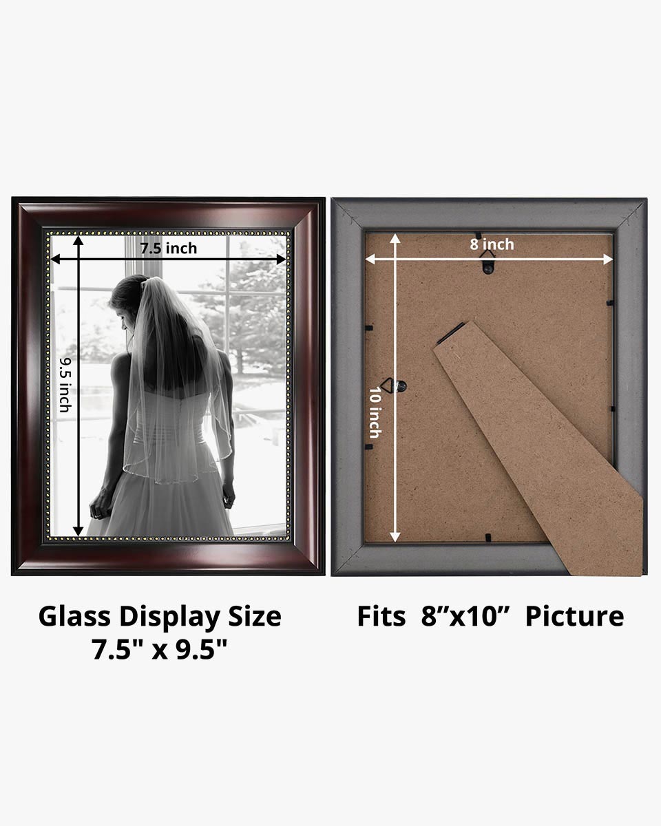 Mahogany Picture Frame,Photo Display with Gold Beading,pack of 2 - 3 Sizes Available