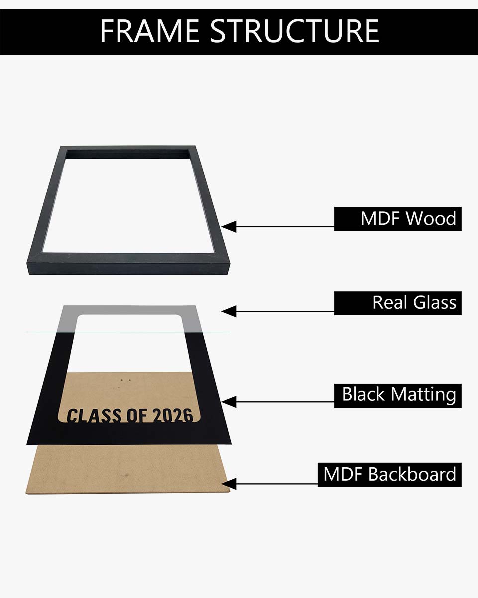 Graduation Class of 2026 Black Picture Frame with Tassel Holder for 8*10 Picture - 2 Styles available